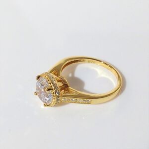 Simulated Diamond 14K YG over Sterling Silver Ring Size 10